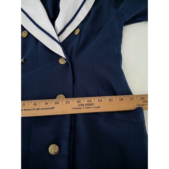 NWT Navy Sailor Dress Nautical Coastal Women's Size 12 Vintage Pockets Buttons - Picture 13 of 14